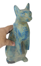 PHARAONIC ANCIENT EGYPTIAN Broken Statue Of Cat Bastet with hieroglyphic Symbos picture