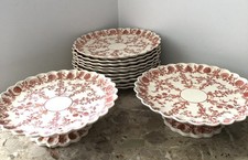 Antique Rare Copeland Delhi Luncheon/Desert Set 10 Plates Two Pedestal Compotes picture
