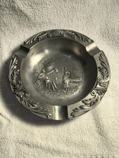 Vintage Frieling-Zinn German Pewter Heavy Ashtray Relief Tavern Inn Scene picture