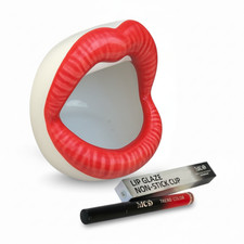 Ceramic Red Lip Holder with Lip Gloss – Handmade Vanity Decor Gift Figurine picture