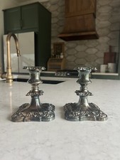 Vintage BP EP Heavy Lead Silverplate ornate candleholders (2) Christmas Silver picture