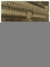 Photo:Lindale Georgia 1913 Young Doffer Boy at Textile Mill Machine picture