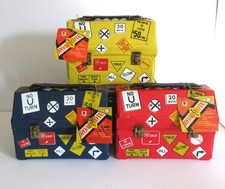 1960 Vintage Rare R9 Road Tote Vinyl Dome Lunchbox set of all 3 issued Tags  picture