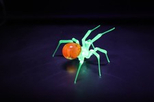 Uranium Glass Orange Spider Figurine, UV Reactive Glass Spider, Hand Blown picture