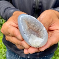 100G   Banded Agate Gourd Pocket Stone Natural Polished Gemstone Chakra Hand Hel picture