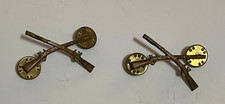 Vintage Crossed Rifles Military Collar Insignia Pins Pair of 2 Matching picture