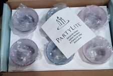 PartyLite 6 Pastels Glass Votive Candle Holders P7299 Purple Blue Pink New Boxed picture