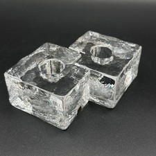 Vintage MCM Konst Glashyttan Urshult Sweden Textured Glass Candle Holders picture