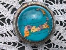 Paper Weight Map of Beautiful  Cape Cod Mass Nantucket Vintage Glass Stationary  picture