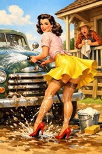 2 (Two) x Retro Girl High Quality Fine Artwork Print 4x6 picture