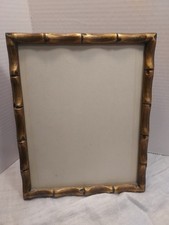 Vintage Faux Bamboo Gold Picture Frame Original Glass picture