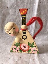 Vintage Soviet Wood Musician Boy with Balalaika Hand Painted picture
