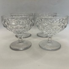 4 Vintage Fostoria American Clear Cube Cubist Dessert Footed Glasses 3.75