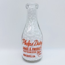 Vintage Phelps Dairy Waycross GA 1 Quart Milk Bottle - Phone 708-J - Thank You picture