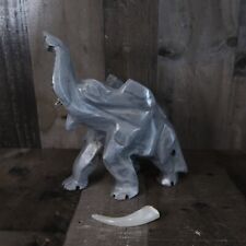 Carved Stone Marble Elephant Grey Statue Onyx picture
