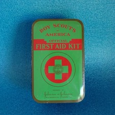40s Vintage BSA Boy Scouts Of America First Aid Kit Tin (only) Johnson & Johnson picture