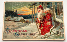 Antique 1914 Santa Claus Christmas Postcard Embossed Germany EAS Victorian Era picture