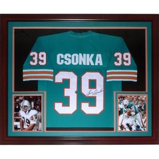 Larry Csonka Autographed Miami Dolphins (Teal #39) Deluxe Framed Jersey - JSA picture