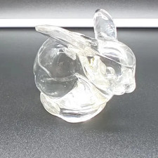 Vintage Biedermann Clear Glass Rabbit Bunny Small Taper Candle Holder Taiwan 2