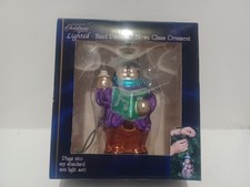 NOB Vintage 90's Enchanted Christmas Lighted Hand Painted Blown Glass Ornament picture