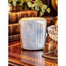 Vintage Sterling Silver Cigarette Case Art Deco Engraved Gold Wash Interior picture