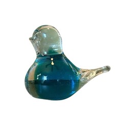 Art Glass Bluebird Figurine • Clear Over Blue Core • 5.25” x 3.5” • Mid‑Century picture