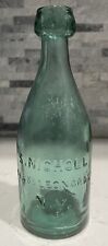Aqua Blob Top SQUAT SODA  Bottle - S. NICHOLL New York NY CRUDE APPLIED TOP picture