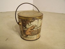 Antique Tin Candy Pail Three Little Pigs Tin Lithograph By Canco, Country Meat  picture