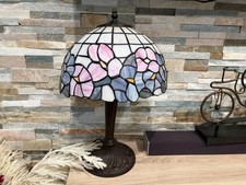 Stained Glass Floral Table Lamp Pink Blue picture