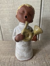 Vintage Jullar Angel Figurine Terra Cotta Pottery Boy with French Horn picture