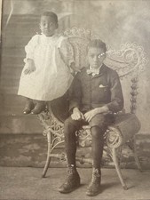 ANTIQUE  AFRICAN AMERICAN Brother And Sister  EDWARDIAN Cabinet Card Photograph picture