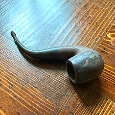Vintage Estate Tobacco Pipe Poker Shape Brown Curved Stem Collectible picture