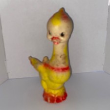 Vintage Rubber Squeak Toy Yellow Duck Chick Anthropomorphic Mid Century Retro picture