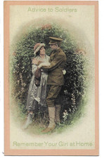 ANTIQUE Postcard     MILITARY ROMANCE  -      
