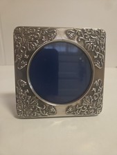 Vintage Embossed Silver Tone Metal Picture frame measures 4x4, works for 3x3 Pic picture