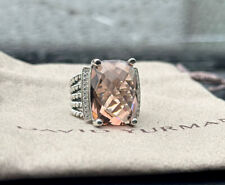 David Yurman Sterling Silver 20x15mm Wheaton Morganite & Diamonds Ring Sz 7 picture