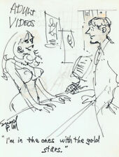 Doug Sneyd Signed Original Art Prelim Sketch Playboy Gag Rough ~ The Video Store picture