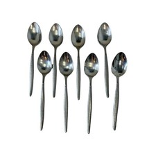 Nasco National Aalborg Teaspoons Stainless Lot of 8 MCM Japan 6 Inches Vintage picture