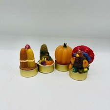 4 Votive Molded Wax Candles Thanksgiving Turkey Pumpkin Corn Cornucopia  picture