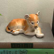 Vintage Lomonosov USSR Lying Lion Cub Porcelain Figurine | LFZ Soviet Russia picture