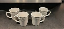 Totally Today Coffee Mug Tea Cup White Grapevine Embossed Ceramic 8 oz Set of 4 picture
