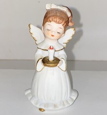 Vintage UCGC Bisque Porcelain Little Girl Angel Holding a Candle Figurine picture