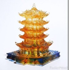 Crystal Glass Tower Statue Chinese Liu Li Craft Feng Shui Architecture Decor picture