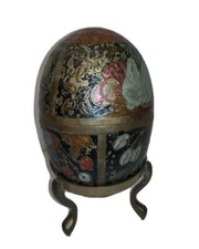 Egg Enameled Brass Fruit & Flower Vintage Container Decoration Brass Stand 6