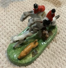 Fox Hunt Hunter Pair Of Jumpers With Lady Side Saddle Rider Figurine Made Japan picture