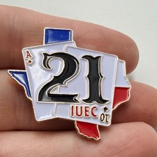 IUEC Local 21 Texas Elevator Constructors Union Lapel Pin Blackjack Cards picture