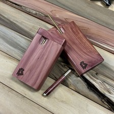 Aromatic Cedar Wood 3.5” Dugout Stash Box w Bat/One Hitter Pipe & Poker Set- USA picture