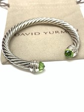 David Yurman 7mm Cable Classics Bracelet 925 Silver With Peridot & Diamonds picture
