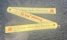 Vintage Celluloid 12” Folding Ruler Advertisement Gilbert Wood Split Pullies picture