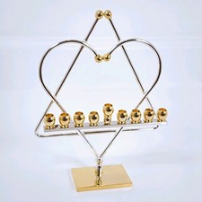 Vtg Rare Karshi 24KT Gold Plated Hanukkah Menorah Made in Jerusalem Judaism picture